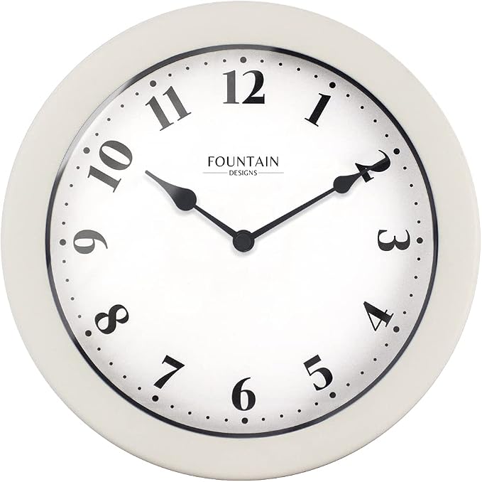8.26" Nordic Indoor/Outdoor Clock, Waterproof & Dustproof, Modern Style, Snowberry White Color (Qualified for Bathroom and All Outdoor Area)