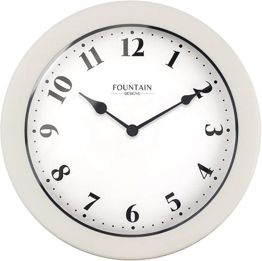 8.26" Nordic Indoor/Outdoor Clock, Waterproof & Dustproof, Modern Style, Snowberry White Color (Qualified for Bathroom and All Outdoor Area)