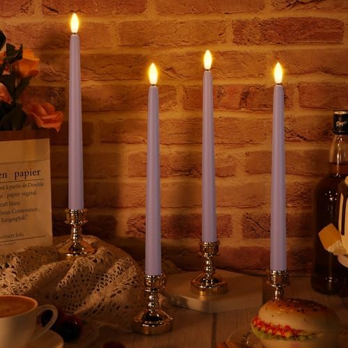 Macarrie 24 Packs Flameless Taper Candles Battery LED 11",Light Purple - Image 7