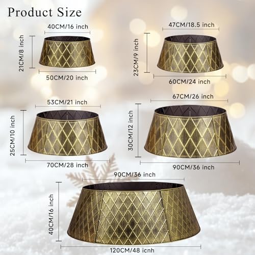 Lanpn Metal Christmas Tree Collar 36 inch, Christmas Tree Ring Collar for Large L Xmas Stand Cover Real Artificial Trees Indoor Outdoor Decoration (Gold, Diamond) - Image 3