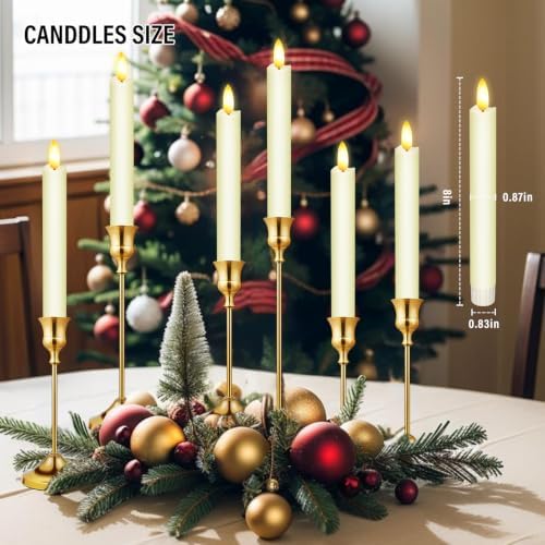 KSWING Upgraded Real Wax LED Flameless Taper Candles with Remote, 8 Inch Ivory Candlesticks Battery Operated 3D Flickering - 8" Realistic Fake Candle Sticks for Home/Wedding/Fireplace Xmas Decor - Image 6