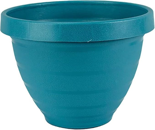 The HC Companies Rings Flower Planter - Self Watering Plant Pots for Herbs & More - Round Lightweight Outdoor & Indoor Planter (16" Blue, Pack of 1)
