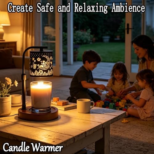 Candle Warmer Lamp,Candle Warmer,Candle lamp,Gifts for mom, Valentines Day Gifts,Candle Holders for Home Decor,Wooden Base，with 2 Bulbs(Black Flower Fairy)… - Image 5