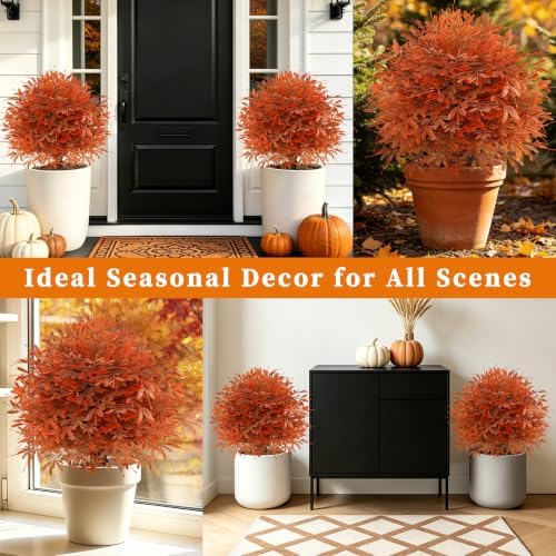 2 Pack Fall Artificial Cedar Topiary Balls with Ground Spike - Image 6