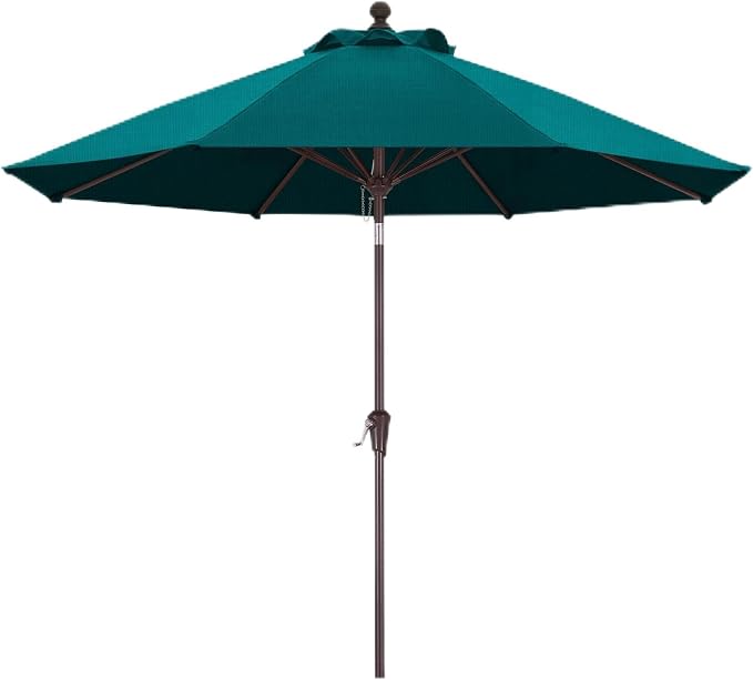 MASTERCANOPY Olefin 5-Year-Non-Fading 9ft Patio Umbrella with Tilt and Crank, Large UV Resistant Outdoor Table Umbrella with 8 Fiberglass Ribs for Deck, Yard & Market, Bright Blue