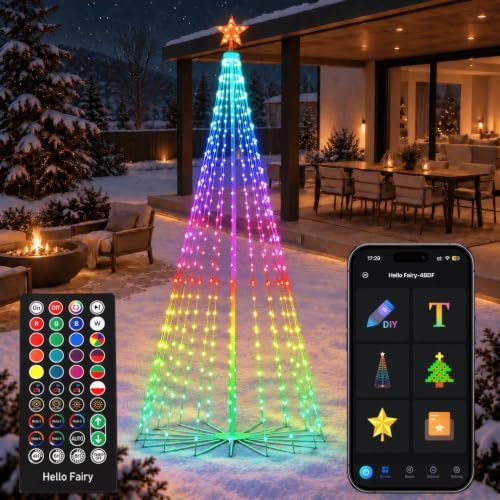 6FT Outdoor Christmas Cone Tree, 265 RGB LEDs, App Control, Timer - Image 2