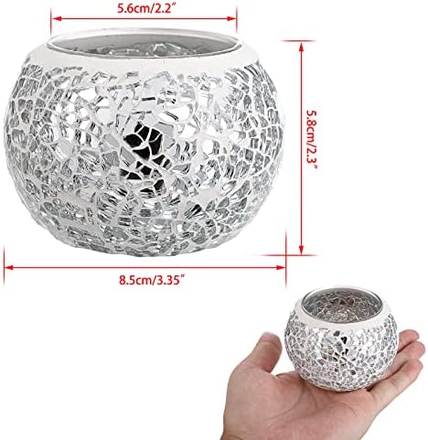 OwnMy 3PCS Mosaic Glass Tea Light Holders Round Bowl Votive Candle Holders - Image 3