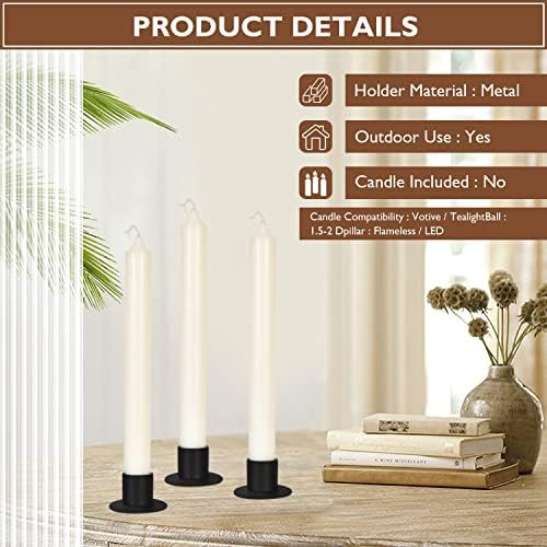 GUTE Taper Candle Holder Matte Black Iron Candlestick Home Decor 4Pcs - Image 4
