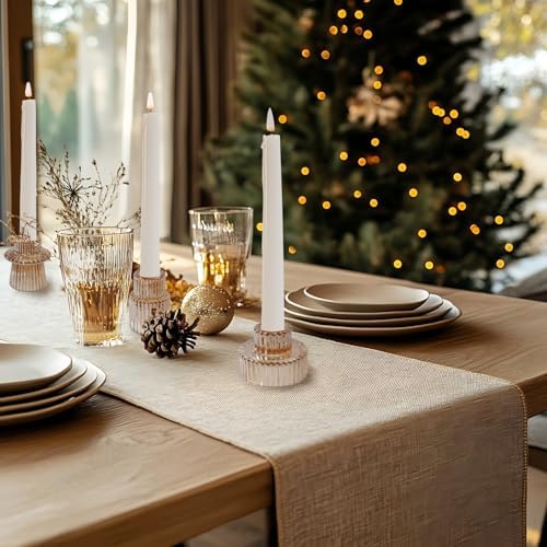 Glass Candlestick Holders, Taper Candle Holders, Set of 3, Gold - Image 7