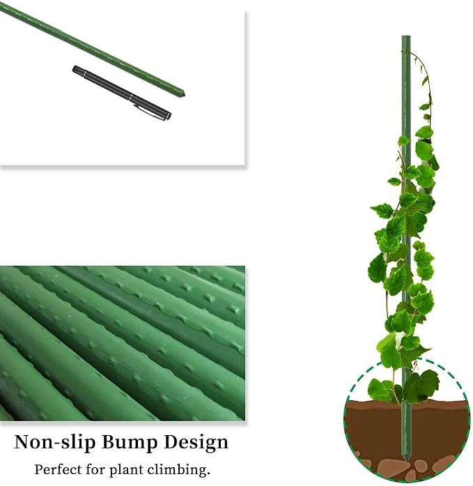 G-LEAF Garden Stakes 6 ft Plastic Coated Steel Tube Sturdy Metal Plant Sticks for Tomato,Cucumber,Bean,Tree,Pack of 50