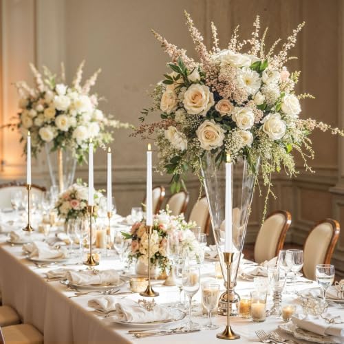 12 Pcs Flickering Flameless LED Taper Candles, Wedding Decor, White - Image 5