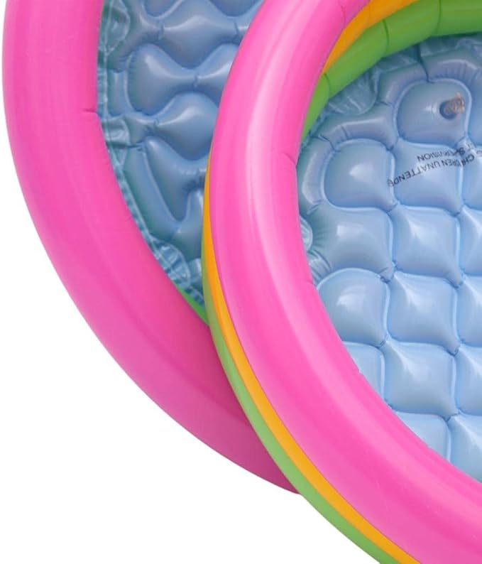 60cm/90cm/114cm Swimming Pool 3 Color Rainbow Round PVC Inflatable Little Pump Pool Blow Up Padding Pool (As Shown in the Figure #69)