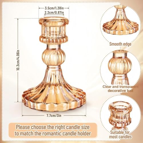 Maxcheck Set of 6 Glass Taper Candle Holders,Amber - Image 3