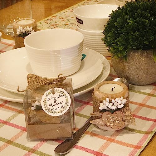 30 Pack Wedding Favors Wood Tealight Candle Holders, Bridal Shower Favors for Guests Bulk, Baptism/Baby Shower Centerpieces for Tables, Wood Cylinder Candle Set for Baby Shower Decorations - Image 6
