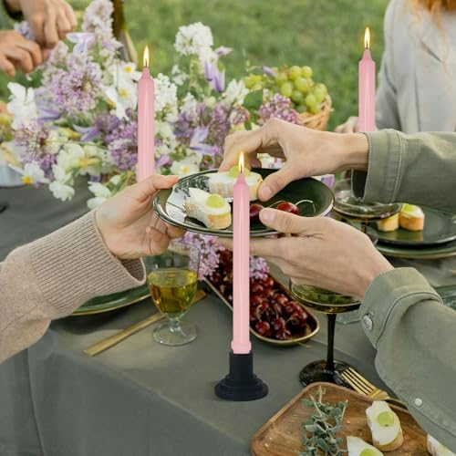 NJAO HOO Pink Candlesticks 10 Inch Handmade Dripless Taper Candles Unscented Colored Candle Set, Pack of 4 - Up to 9-11 Hours Burn - Image 4