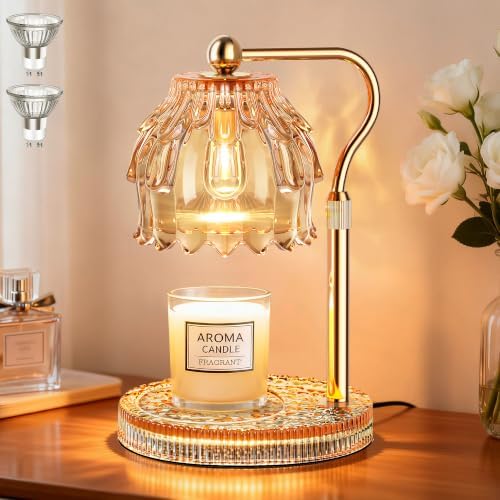 Candle Warmer Lamp with Timer Dimmer, Wax Melts Glass Lamp for Gift, Amber by Qimh