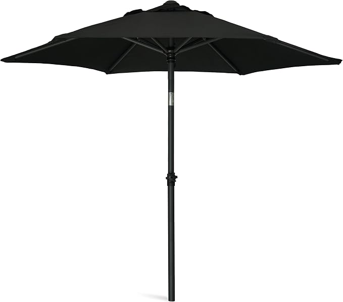 AMMSUN 6ft Patio Umbrella Outdoor Table Umbrellas with Push Button Tilt, UPF50+ Premium Steel Pole and Ribs for Deck, Lawn, Garden, Backyard & Pool (Black)