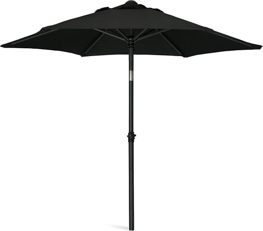 AMMSUN 6ft Patio Umbrella Outdoor Table Umbrellas with Push Button Tilt, UPF50+ Premium Steel Pole and Ribs for Deck, Lawn, Garden, Backyard & Pool (Black)