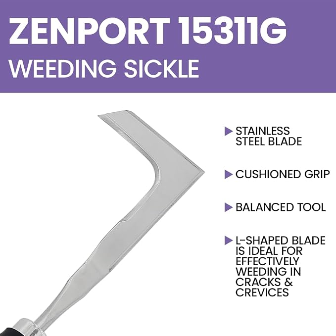 Zenport 15311G Crack Weeder Weeding Sickle, 12-Inch, Green - 12 Pack