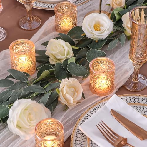 Gold Votive Candle Holders Set of 12, Tea Lights Candle Holders Glass for Wedding Table Centerpieces, Gold Candle Holder for Christmas Party Diwali Centerpieces for Table, Home Party Supplies - Image 4