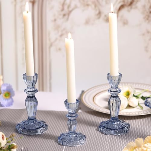 Blue Candlestick Holders Set of 6, Taper Candle Holders - Image 5