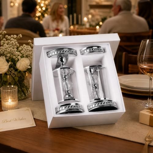 12.4" Tall Hurricane Candle Holder, Pillar Candle Holders with Glass Sleeve - Image 2