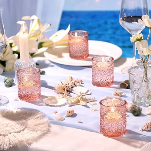 Volens 24pcs Pink Votive Candle Holders for Table Centerpiece, 2.16"x2.65"H - Image 3