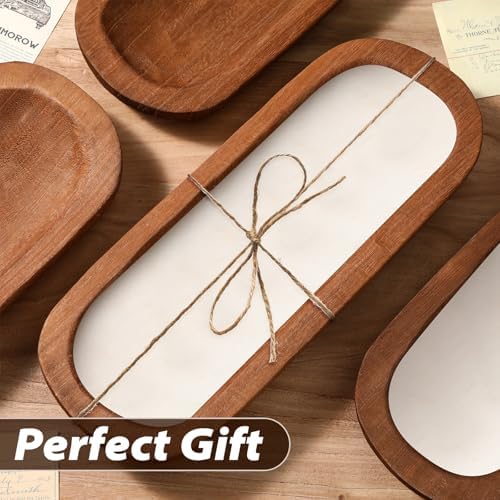 FoldTier 4 Pcs Wooden Dough Bowl Bulk, Brown, 16' X 6'' X 2'', Classic - Image 6