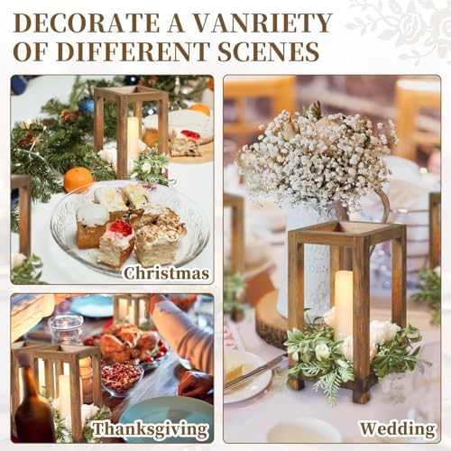 4 Pcs Wooden Lanterns Wedding Centerpiece for Tables, Farmhouse Candle Lantern, Perfect Centerpiece Table Decorations, Candle Holder Decorative for Wedding Party, Table Valentine Decor - Image 6