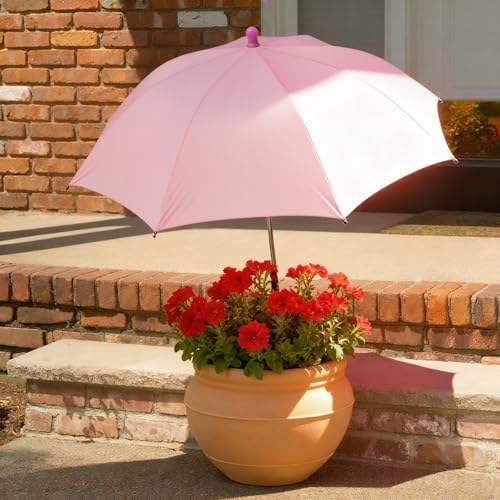 Plant Umbrella Shade For Outdoor Plants Adjustable Height (Pink) by MUFEKUM