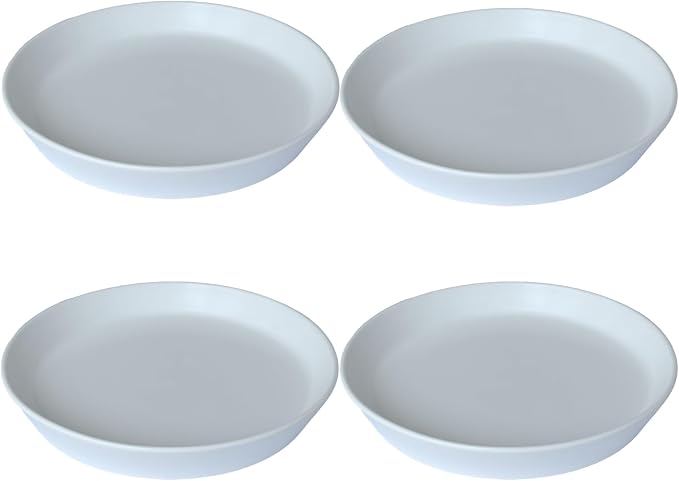 Ceramic Plant Saucer Tray 4 Pcs 4 5 Inch White, 5" OD x4.25 ID x1.18 Deep| Round Sturdy Heavy Duty Glazed Bevel Planter Drip Flower pots with Catch Basin for Indoor Outdoor Plants