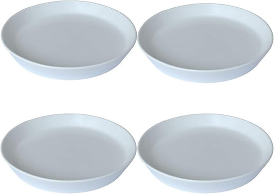 Ceramic Plant Saucer Tray 4 Pcs 4 5 Inch White, 5" OD x4.25 ID x1.18 Deep| Round Sturdy Heavy Duty Glazed Bevel Planter Drip Flower pots with Catch Basin for Indoor Outdoor Plants