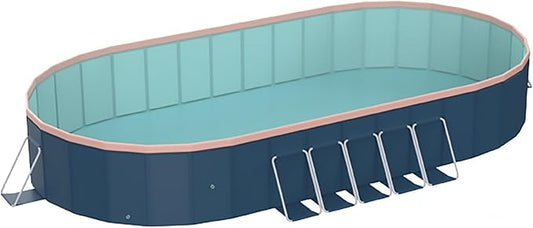 Montary Foldable Large Non-Inflatable Oval Swimming Pool for Family - Hard Plastic Shell, Oversized Thickened Design, Portable Collapsible Backyard Pool-137"x68.5"x20.5"