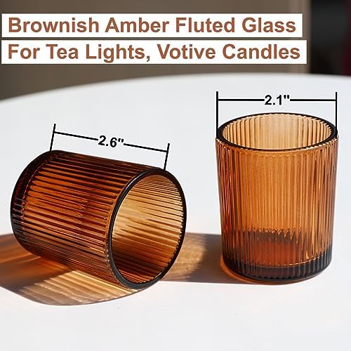 VOHO 24pcs Fall Amber Votive Candle Holders Wedding Centerpieces for Tables - Image 5