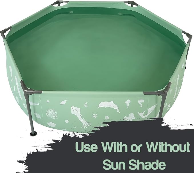 Lark 8 ft x 20 in Framed Kids Pool with UV-Resistant Canopy, Adjustable Sprinkler Mister, Framed, Shade Cover, Easy Setup Backyard Splash Pool for Children and Families