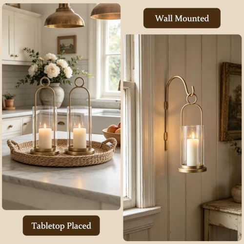 Wall Candle Sconces Hurricane Candles Holder Modern Pillar Candle Lantern - Image 4