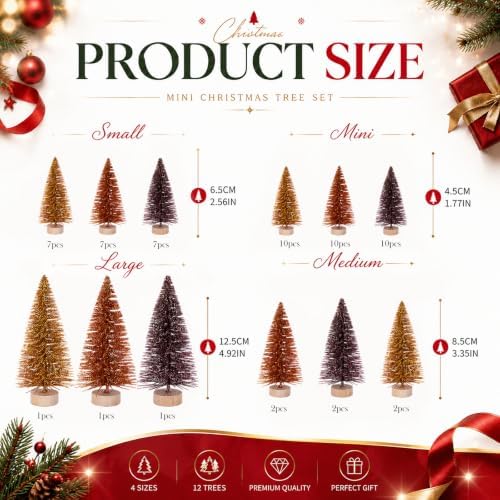 SATINIOR 60 Pcs Autumn Bottle Brush Trees Mini Christmas Sisal Trees - Image 3