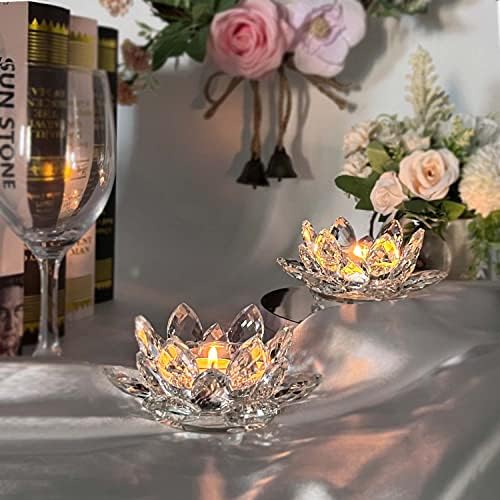 Crystal Lotus Flower Tealight Candle Holders/Glass Tea Light Candlestick Decor Decoration for Christmas Home Wedding Party… (Clean 1pc) - Image 6