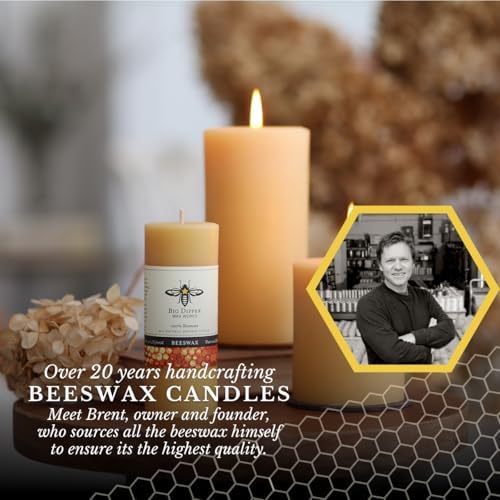 Big Dipper Wax Works 100% Beeswax Pillar Candle, 3 x 9 in, Natural - Image 2