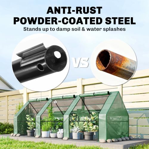 Outsunny 9' x 3' x 3' Mini Greenhouse Portable with Zippered Doors Green - Image 6