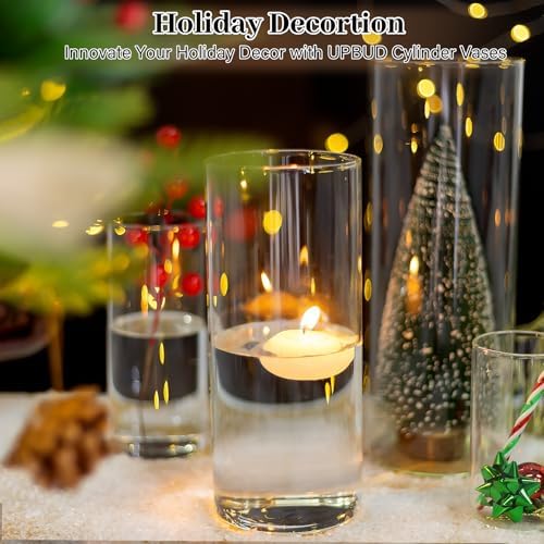 16 PCS Clear Cylinder Vases for Centerpieces - 4, 6, 8,10 Inch Tall - Image 2