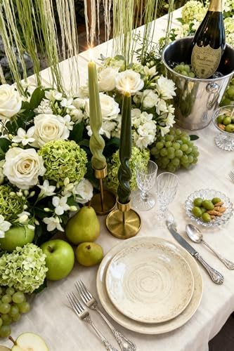 Twisted Taper Candles, 12 Pack 9.5 Inch Olive Green Sagegreen Two Tone Spiral Design Decorative Set for Thanksgiving, Wedding Table Decor and Home Styling - Image 7