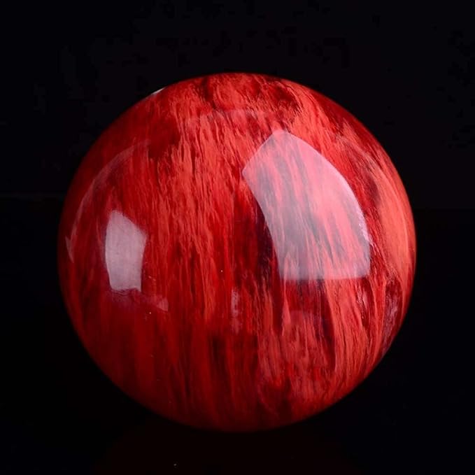 GYKLE 4 Inch Red Crystal Ball with Stand, Large Natural Crystal Ruby Sphere | for Meditation, Healing, Feng Shui, Divination, Home Decoration, Gift Box