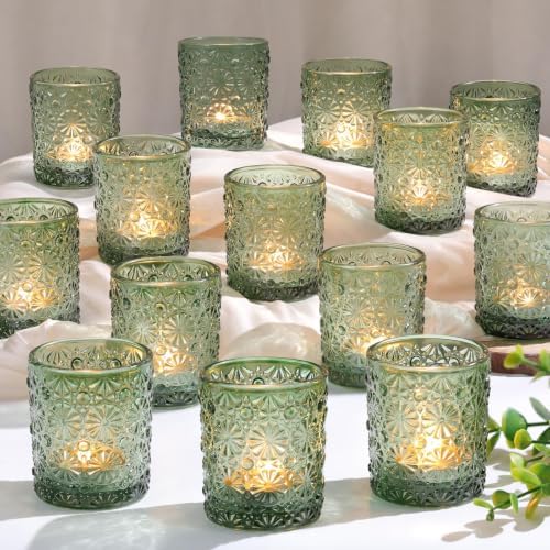Lanttu 36 Pcs Green Votive Candle Holder 2.2ʺ*2.6ʺ Tealight Candle Holders by Lanttu