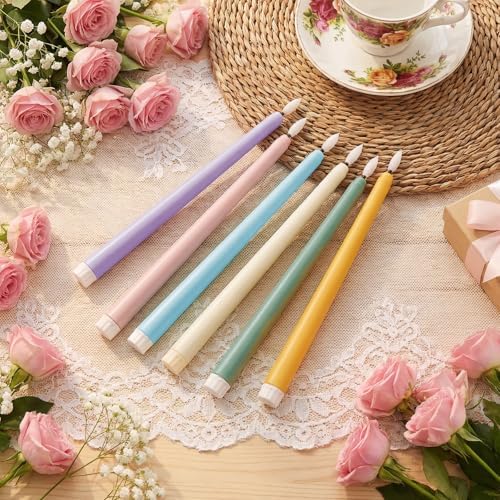 Macarrie 24 Packs Flameless Taper Candles Battery LED 11",Spring Wedding - Image 5