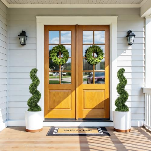 3ft Spiral Topiary Trees Artificial Outdoor Faux Boxwood Plants - Image 5