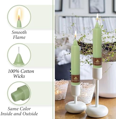 Green Taper Candle Candle Sticks, 7 Inch Mini Pillar Candles, 4PCS Handmade Unscenteds Candlesticks for Festive, Party, Spell, Wedding, Home Decor - Image 3