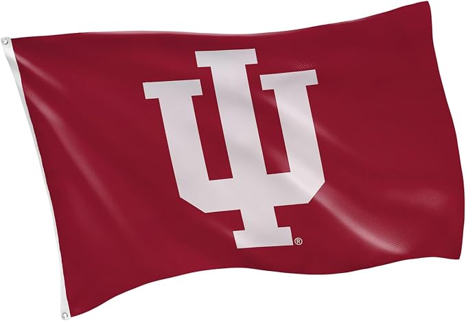 NCAA Indiana University Flag with Grommets, 3'x5' IU The Hoosiers Outdoor College Flags & Banners for Garden Patio, Indoor Decor for Home Apartment Dorm Rooms