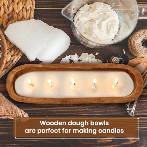FoldTier 4 Pcs Wooden Dough Bowl Bulk,Brown,20'' X 6'' X 2'',Classic - Image 3