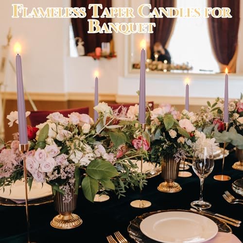 Macarrie 24 Packs Flameless Taper Candles Battery LED 11",Light Purple - Image 6